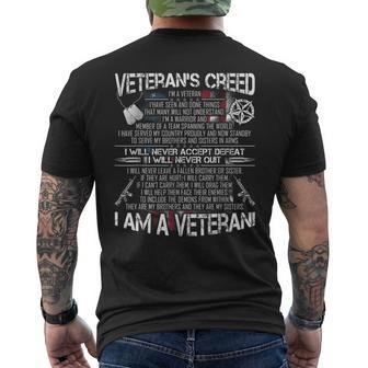 Veteran Creed Proud Veterans Dad Grandpa Men Men's T-shirt Back Print - Seseable