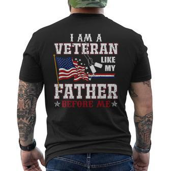 I Am A Veteran Like My Father Before Me Veteran Family Men's Back Print T-shirt | Mazezy CA