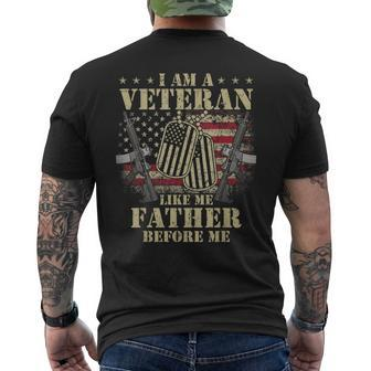 I Am A Veteran Like My Father Before Me Veteran Men's Back Print T-shirt | Mazezy