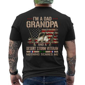 Mens I Am Veteran Grandpa Desert Storm Veteran Memorial Day Men's T-shirt Back Print - Seseable