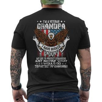 Im A Veteran Grandpa Proud Military Patriot Us Army Flag Men's T-shirt Back Print - Seseable