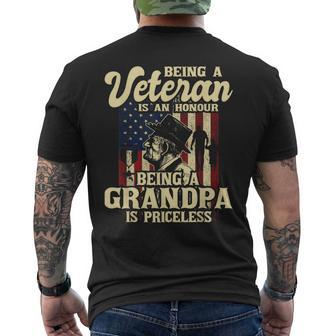Mens Being A Veteran Is An Honour - Patriotic Us Veteran Grandpa Men's T-shirt Back Print - Seseable