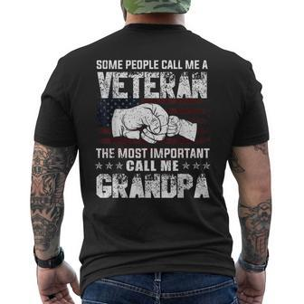 Veteran Most Important Call Me Grandpa Fathers Day Men Men's T-shirt Back Print - Seseable