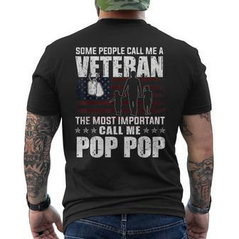 Veteran Most Important Call Me Pop Pop Grandpa Fathers Day Men's T-shirt Back Print - Seseable