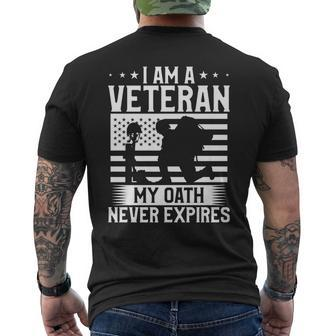 I Am A Veteran My Oath Never Expires American Flag Veterans V3 Men's T-shirt Back Print - Seseable