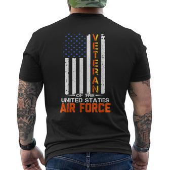 Veteran Of The United States Air Force Usaf Retro Us Flag Men's T-shirt Back Print - Seseable