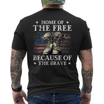 Veterans Combat Boots Flag Patriotic Home Of The Free Men Men's T-shirt Back Print - Seseable