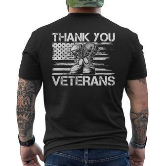 Veterans Day For Dad Grandpa Thank You Veterans Men's T-shirt Back Print - Seseable