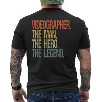 Videographer The Man The Hero The Legend Mens Back Print T-shirt - Seseable