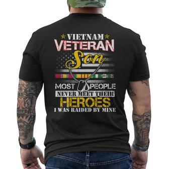 Mens Vietnam Veteran Son Raised By My Hero - Veteran Day Men's T-shirt Back Print - Seseable