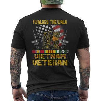 Vietnam Veteran With Us Flag With Combat Boots Patriotic Men's T-shirt Back Print - Seseable