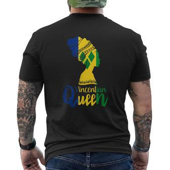 Vincentian Queen St Vincent Grenadines Flag Afro Pride Men's Back Print T-shirt | Mazezy