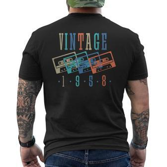 Vintage 1958 Cassette Tape 1958 Birthday 65 Year Old Men's Back Print T-shirt | Mazezy