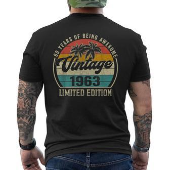 Vintage 1963 Birthday For Men 60Th Bday 60 Year Old Men's Back Print T-shirt | Mazezy