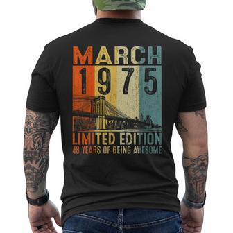 Vintage 1975 48 Yrs Old Made In March 1975 48Th Birthday Men's Back Print T-shirt | Mazezy