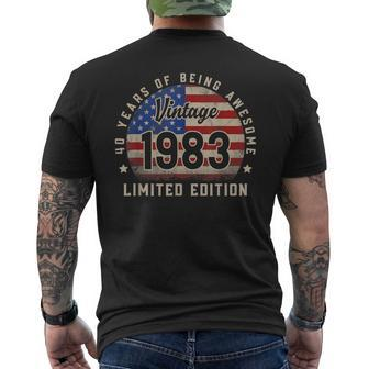 Vintage 1983 40 Years Of Being Awesome 40Th Birthday Men's Back Print T-shirt | Mazezy