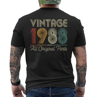 Vintage 1988 Birthday Retro 34Th All Original Parts V2 Men's Back Print T-shirt | Mazezy