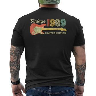 Vintage 1989 Birthday Guitar Lovers 34Th Birthday Men's Back Print T-shirt | Mazezy