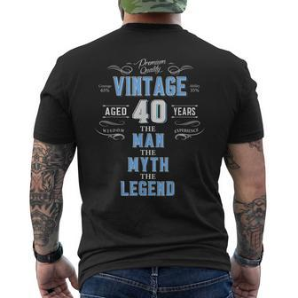 Mens Vintage 40Th Birthday Tshirt For Him Aged 40 Years Old Tee Men's Back Print T-shirt | Mazezy