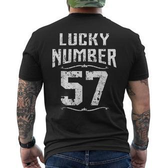 Vintage 57Th Birthday Lucky Number 57 Years Old Awesome Men's T-shirt Back Print - Seseable