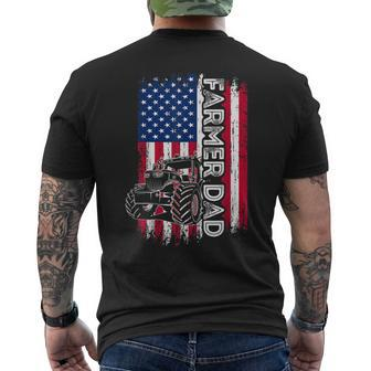 Vintage American Flag Farmer Dad Daddy Men Men's T-shirt Back Print - Seseable