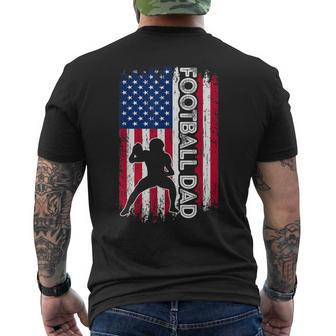 Vintage American Flag Football Dad Daddy Men Men's T-shirt Back Print - Seseable