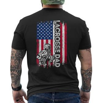 Vintage American Flag Lacrosse Dad Daddy Men Men's T-shirt Back Print - Seseable