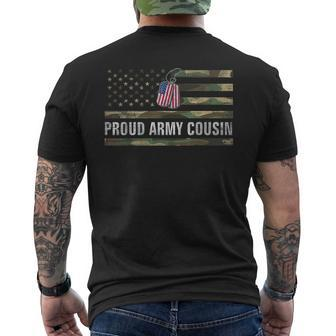 Vintage American Flag Proud Army Cousin Veteran Day Men's T-shirt Back Print - Seseable