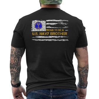 Vintage American Flag Proud To Be Us Navy Brother Military Mens Back Print T-shirt | Mazezy DE