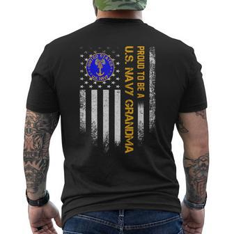 Vintage American Flag Proud To Be A Us Navy Grandma Veteran Men's Back Print T-shirt | Mazezy