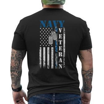 Vintage American Flag Us Navy Military Veterans Day Men's T-shirt Back Print - Seseable