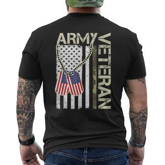 Vintage American Flag Veteran Army Veterans Day Men's T-shirt Back Print - Seseable