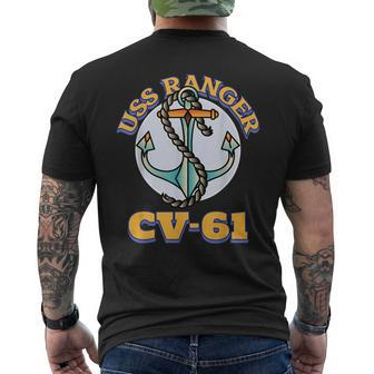 Vintage Anchor Navy Aircraft Carrier Uss Ranger Men's T-shirt Back Print - Seseable