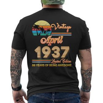 Vintage April 1937 86 Year Of Being Awesome 86Th Birthday Men's Back Print T-shirt | Mazezy