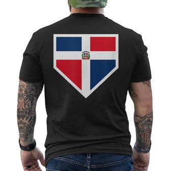 Vintage Baseball Home Plate With Dominican Republic Flag Men's T-shirt Back Print - Seseable