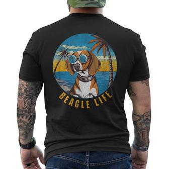 Vintage Beagle Life Beagle In Sunglasses On Beach Mens Back Print T-shirt | Mazezy