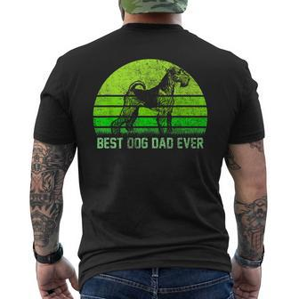 Vintage Best Airedale Terrier Dog Dad Ever Silhouette Sunset Men's Back Print T-shirt | Mazezy