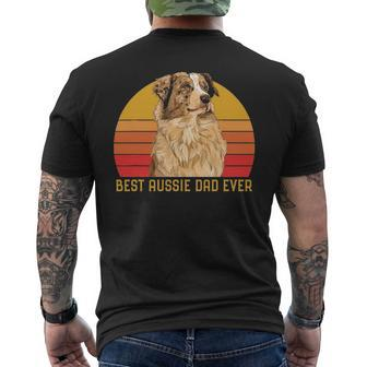 Vintage Best Aussie Dad Ever Papa Australian Shepherd Dog V2 Men's T-shirt Back Print - Seseable