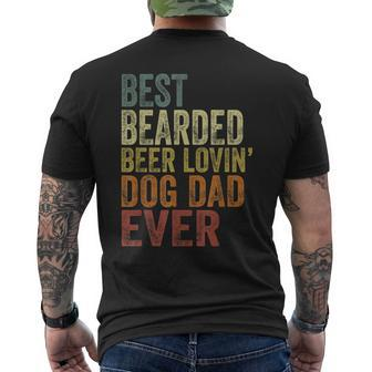 Mens Vintage Best Bearded Beer Lovin Dog Dad Pet Lover Owner Men's T-shirt Back Print - Seseable
