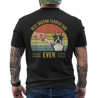 Mens Vintage Best Boston Terrier Dad Ever Fist Bump Dog Men's T-shirt Back Print - Seseable