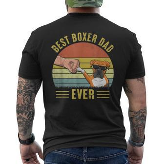 Vintage Best Boxer Dog Dad Ever Fist Bump Funny Boxer Lover Gift For Mens Mens Back Print T-shirt - Seseable