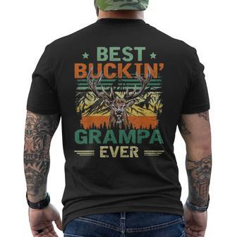 Vintage Best Buckin Grampa Ever Deer Hunters Father Day Men's T-shirt Back Print - Seseable