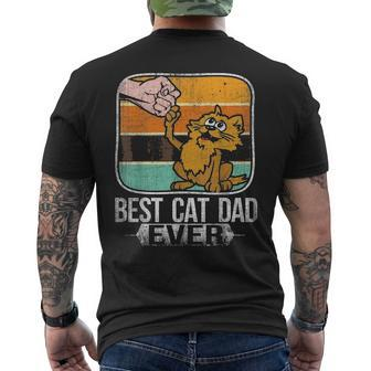 Vintage Best Cat Dad Ever Bump Fist Fathers Day V2 Men's T-shirt Back Print - Seseable