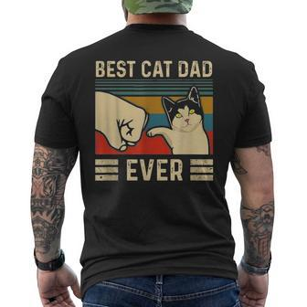 Mens Vintage Best Cat Dad Ever Bump Fit Fathers Day Men's T-shirt Back Print - Seseable