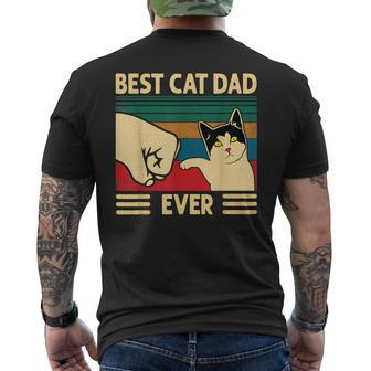 Vintage Best Cat Dad Ever Fist Cat Daddy Fathers Day Men's T-shirt Back Print - Seseable