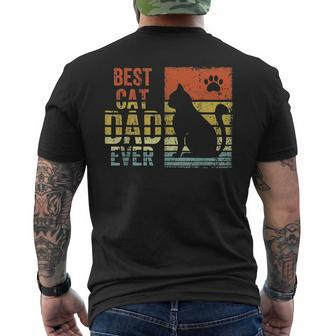 Vintage Best Cat Dad Ever Funny Cat Daddy Fathers Day Mens Back Print T-shirt - Seseable