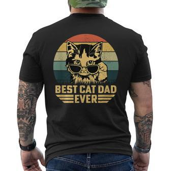 Mens Vintage Best Cat Dad Ever Retro Fathers Day For Cat Dad Men's T-shirt Back Print - Seseable