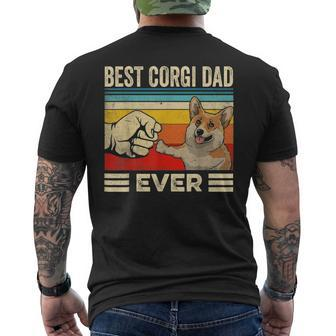 Vintage Best Corgi Dad Ever Dog Daddy Father Day Men's T-shirt Back Print - Seseable