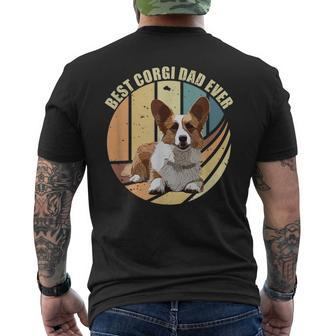 Vintage Best Corgi Dad Ever Welsh Corgi Daddy Fathers Day Mens Back Print T-shirt - Seseable