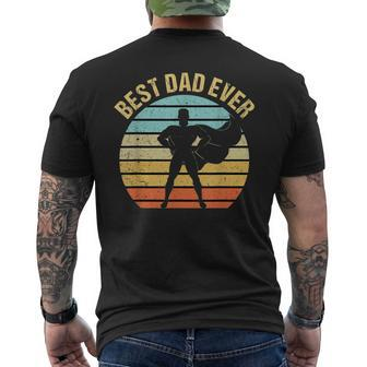 Mens Vintage Best Dad Ever Superhero Fathers Day Men's T-shirt Back Print - Seseable